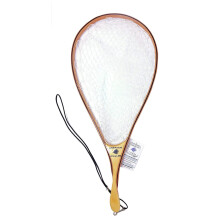Fly Fishing Net with Rubber Basket and Wooden Frame Handle - & Accessories