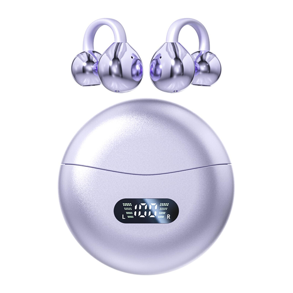 Clip-On Earbuds,Open Ear Earbuds Wireless Bluetooth 5.4,,60H Battery, (Purple) Purple 477169045027