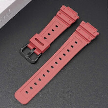 (Black Buckle, red) 16mm Silicone Watch Band for Casio DW-6900 GW-M5610 DW-5600E Soft TPU Replacement Strap Black Colorful Wristband
