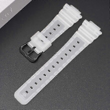 (Black Buckle, transparent) 16mm Silicone Watch Band for Casio DW-6900 GW-M5610 DW-5600E Soft TPU Replacement Strap Black Colorful Wristband