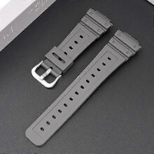 (Silver Buckle, gray) 16mm Silicone Watch Band for Casio DW-6900 GW-M5610 DW-5600E Soft TPU Replacement Strap Black Colorful Wristband