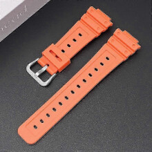(Silver Buckle, orange) 16mm Silicone Watch Band for Casio DW-6900 GW-M5610 DW-5600E Soft TPU Replacement Strap Black Colorful Wristband