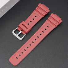 (Silver Buckle, red) 16mm Silicone Watch Band for Casio DW-6900 GW-M5610 DW-5600E Soft TPU Replacement Strap Black Colorful Wristband