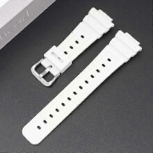 (Silver Buckle, white) 16mm Silicone Watch Band for Casio DW-6900 GW-M5610 DW-5600E Soft TPU Replacement Strap Black Colorful Wristband