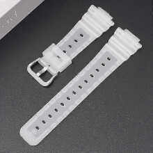 (Silver Buckle, transparent) 16mm Silicone Watch Band for Casio DW-6900 GW-M5610 DW-5600E Soft TPU Replacement Strap Black Colorful Wristband