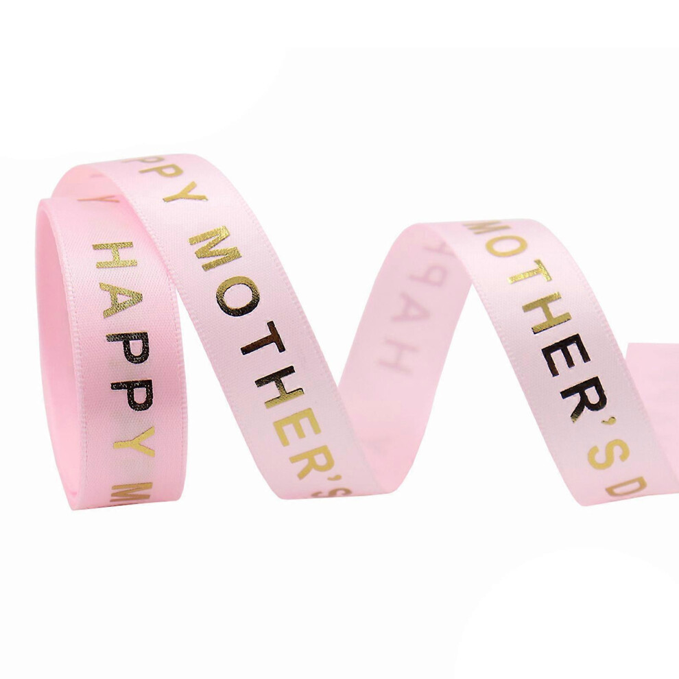 (100 yard, One size) Happy Mother's Day Ribbon 10/50/100 Yard Bronzing Craft Ribbons Roll  100 yard