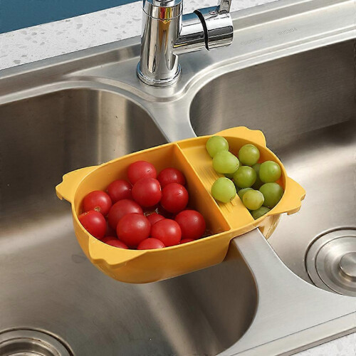 (White, One size) Drainer Basket Kitchen Sink Strainer Drain Self Standing Leftovers Filter Tool  Green 2