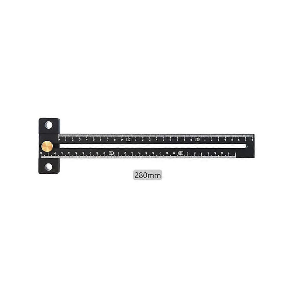 (As show, One size) Aluminum Alloy 180/280mm Scale Metric Measure Scribing Ruler for T Shape Woodworking Carpentry Marking Tool