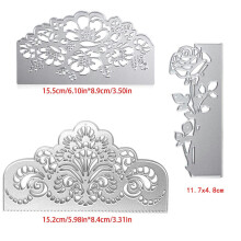 (As show, One size) 3pcs Invitation Metal Cutting Dies Stencil Scrapbooking DIY Album Stamp Paper Card Embossing Decor Craft Silver