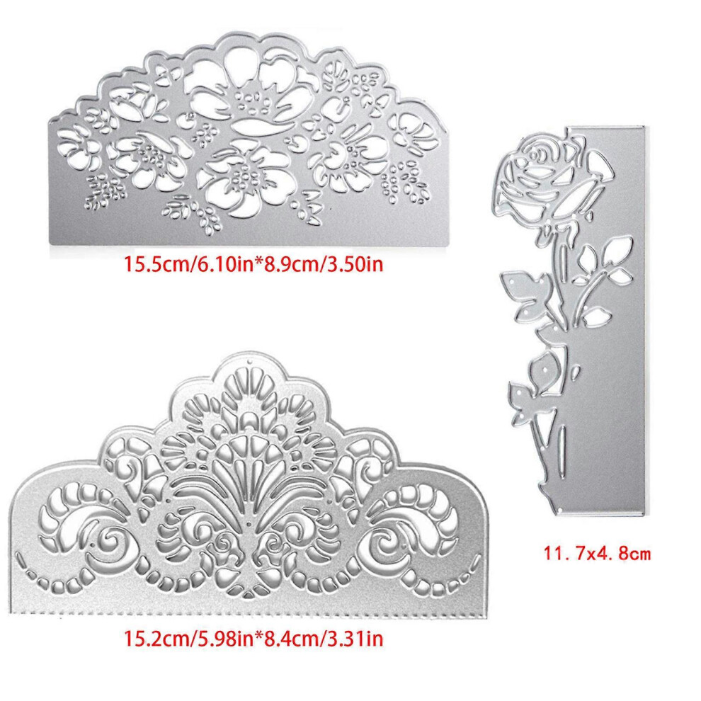 (As show, One size) 3pcs Invitation Metal Cutting Dies Stencil Scrapbooking DIY Album Stamp Paper Card Embossing Decor Craft  Silver
