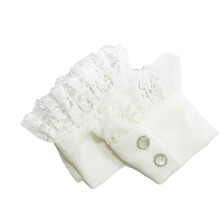 (As show, One size) 1 Pair Detachable Shirt Fake Sleeve Cuffs Fashion Pleated Horn Cuff Layered Lace Cuff False Sleeves Sunscreen Decorated White