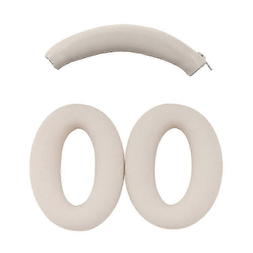 (Beige, One size) For Sony Wh-xb910n Headphone Head Beam + Earpad Covers Set Silicone Protective Sleeve