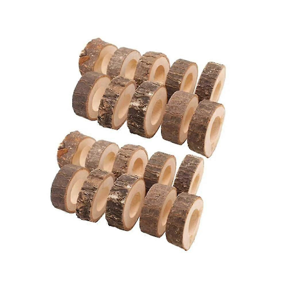 Kikidex (As Show, One Size) Wooden Napkin Ring Christmas Napkin Ring Frame Table Decoration Bark Stake Decoration Suitable For
