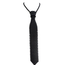 (black long tie, One size) Women Necktie Hollow Out Pearl Tie Adjustable Neck Ties Adult Formal Accessories Tie Party Concert Tour Choker Necklace