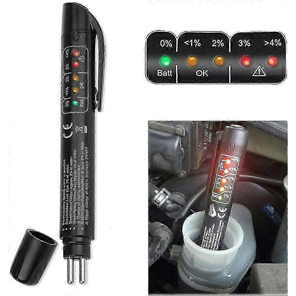 Kikidex (As Show, One Size) Brake Fluid Tester Detector, 5 Led Auto Diagnostic Brake Tester