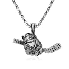 Ice Hockey Glove Pendant Necklace Men Stainless Steel Titanium Hip Hop Jewelry
