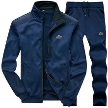 (Blue, XL) Mens Tracksuit Casual Warm With Zip
