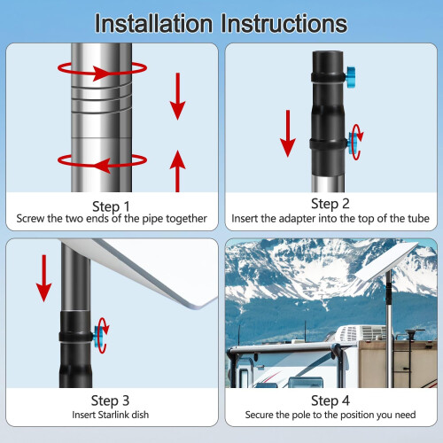 Starlink Pole Mount, Starlink RV Mount Kit Features a 1.5'' Diameter Pole, 7ft 2