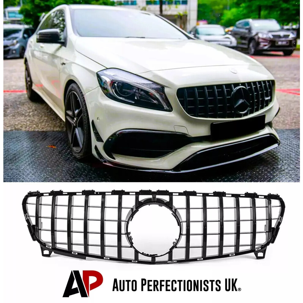 For Mercedes A Class W176 Front Panamericana Gt Gtr Grille Grill 16-18 Black 5061072666513