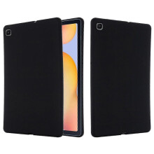 (For Samsung Galaxy Tab S6 Lite 2024, Black) Shockproof Tablet Case with Pure Color Liquid Silicone Design