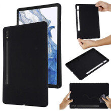 (For Samsung Galaxy Tab S9, Black) Shockproof Tablet Case with Pure Color Liquid Silicone Design