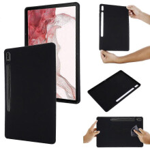 (For Samsung Galaxy Tab S9 FE+ / S10+, Black) Shockproof Tablet Case with Pure Color Liquid Silicone Design