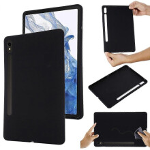 (For Samsung Galaxy Tab S10 FE, Black) Shockproof Tablet Case with Pure Color Liquid Silicone Design