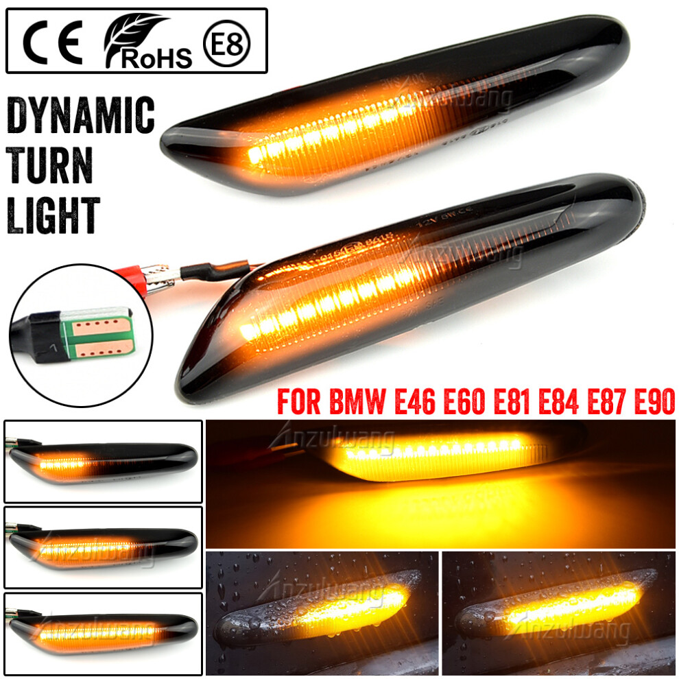 ( T10 Type) Sequential Flashing Led Turn Signal Side Marker Blinker For Bmw X3 E83 X1 E84 X5 X53 E60 E61 E46 E81 E82 E90 E92 E87 E88 Black/Light 6935158883646