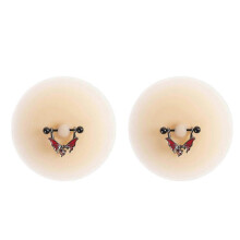 (Style 11) Women's Nipple Pasties with Piercing Jewelry - Reusable Sticky Bra Covers for Carnivals & Lingerie