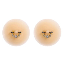(Style 6) Women's Nipple Pasties with Piercing Jewelry - Reusable Sticky Bra Covers for Carnivals & Lingerie
