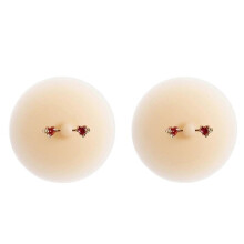 (Style 4) Women's Nipple Pasties with Piercing Jewelry - Reusable Sticky Bra Covers for Carnivals & Lingerie