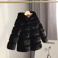 (Black, 100cm?2-3years) NEW Kids Faux Fur Baby Thick Parka Girls Warm Hooded Coat Jacket Coat Outerwear