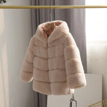 (Camel, 100cm?2-3years) NEW Kids Faux Fur Baby Thick Parka Girls Warm Hooded Coat Jacket Coat Outerwear