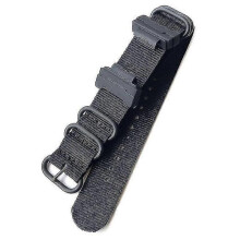 (Black) 22mm Military Ballistic Nylon Strap With Black Heavy Buckle Watch Band (glossy Buckle)