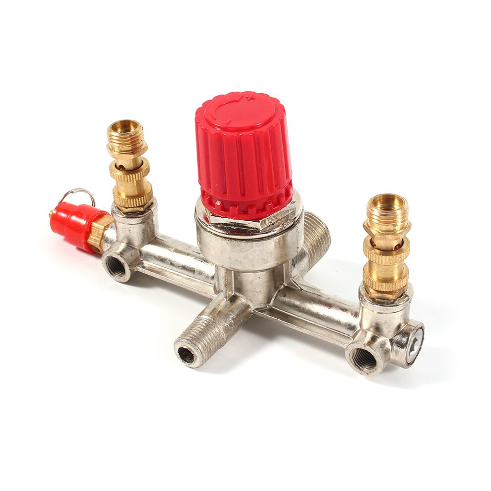 Compressor Regulator, Air Compressor, Double Outlet Tube Alloy Switch Pressure Regulator Valve Fit Part, Air Compressor Accessories 477169048981