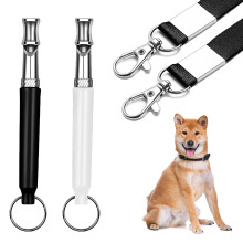 Professional Recall Dog Training Whistles,2 Pcs Adjustable Silent Dog Whistle with Lanyard,Black and White