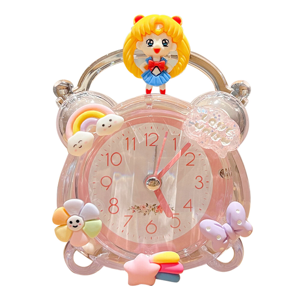 Cartoon Alarm Clock Quiet Cute Decorative Portable Pink