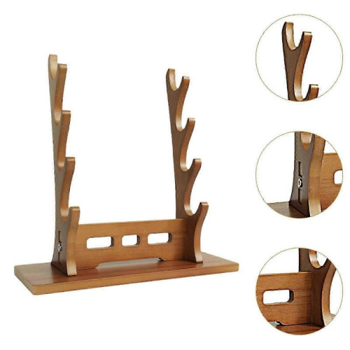 (Walnut 4 Tier) Sword Stand Display Support Sword Holder for Templar Wakizashi Samurai Sword Black 4 Tier 2