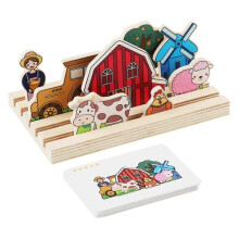 Infant Wooden Jigsaw Puzzle Sensory Toy for 1 2 3 Years Old Boys and Girls Farm