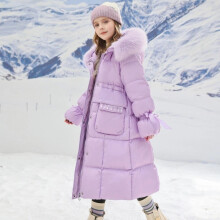 (A368-Purple, 140 CM / 7-8 Years) Kids Girls Winter Coat Hooded Faux Fur Parka School Jacket Outwear Padded Jacket