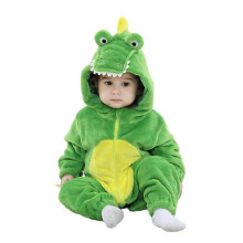 (SIZE 90 12-18 months) Toddler Infant Crocodile Costume Flannel Hooded Onesies Soft Animal Romper Outfits Gift