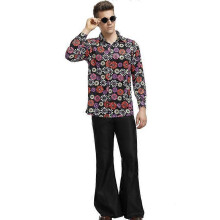 (XL) Halloween 80s 70s Costume Men, 60s Disco Outfits Clothing, Disco Shirts Bell Bottom Pants