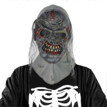 (Style 7) Halloween Creepy Zombie Mask, Scary Walking Dead Man Head Mask, Latex Horror Costume Cosplay Props for Adults With Gauze