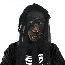 (Style 1) Halloween Creepy Zombie Mask, Scary Walking Dead Man Head Mask, Latex Horror Costume Cosplay Props for Adults With Gauze