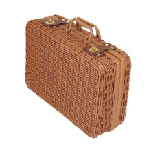 (S) Imitation Rattan Storage Basket with Lid Suitcase for Household Travel Table S