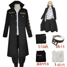 (L, Sano uniform 1) Anime Tokyo Revengers Sano Manjiro Cosplay Costume Unisex Tokyo Manji Gang Mikey Jacket Cloak Pants Halloween Party