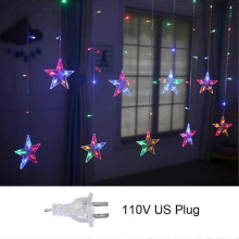 (Multicolor 110V US) Star String Lights Led Christmas Garland Fairy Curtain Light 2.5m Outdoor Indoor For Bedroom Home Party Wedding Ramadan Decor