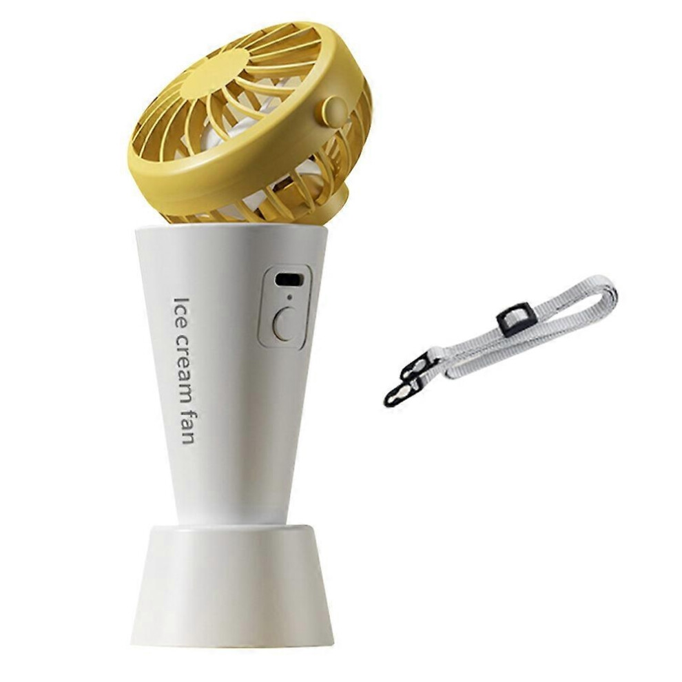 Mini Handheld Fan Personal Portable Fan 3 Speed Adjustable Angle Removable Base Lanyard-Lemon Yellow-image-OPC-PHZ558G-NEW