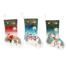 (1 old man 1 snowman 1 deer) Printed Christmas Stocking Pendant Christmas Decoration Supplies