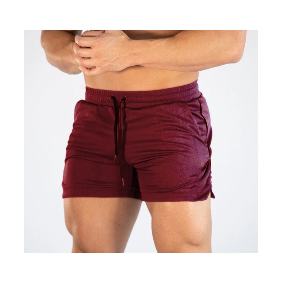 (Wine, XL) Mens Bodybuilding Gym Shorts Quick Dry Pockets Mesh Training Running Sports New-image-OPC-PHZ55J9-NEW